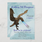 Invitation Fête d'anniversaire du dragon de respiration (Devant / Derrière)