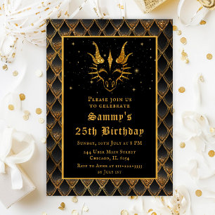 Invitation Fête d'anniversaire du Dragon d'Or avec des Écaill