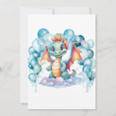 Invitation Fête d'anniversaire du dragon turquoise et de l'ar (Dos)