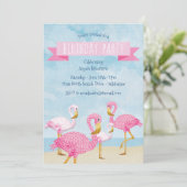 Invitation Fête d'anniversaire du Flamant rose rose (Debout devant)