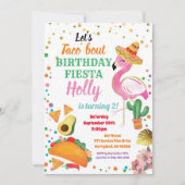 Invitation Fête d'anniversaire du Flamant rose Taco (Devant)