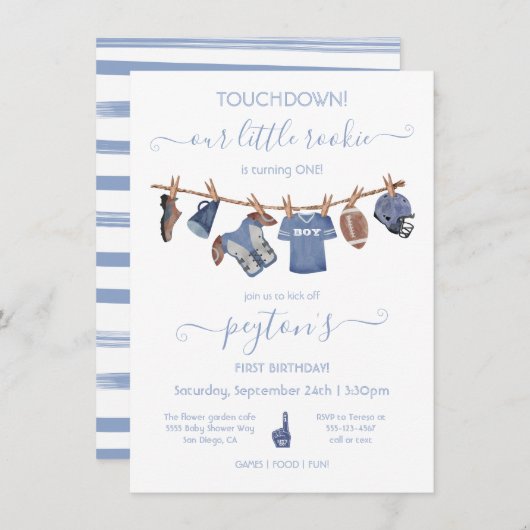 Invitation Fête d'anniversaire du football (Devant / Derrière)