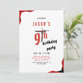 Invitation Fête d'anniversaire du garçon à l'épée rouge (Debout devant)