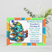 Invitation Fête d'anniversaire du garçon à thème Dragon (Debout devant)