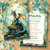 Invitation Fête d'anniversaire du garçon à thème Dragon
