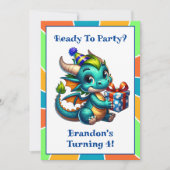 Invitation Fête d'anniversaire du garçon à thème Dragon (Devant)