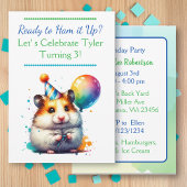 Invitation Fête d'anniversaire du garçon à thème Hamster