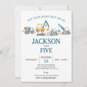 Invitation Fête d'anniversaire du garçon de construction Digg (Devant)