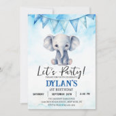 Invitation Fête d'anniversaire du garçon Elephant (Devant)