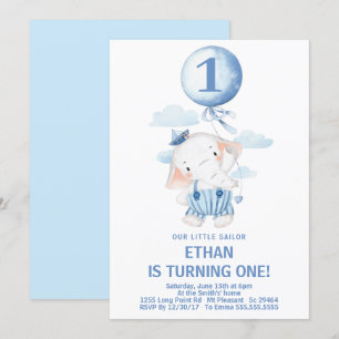 Invitation Fête d'anniversaire du garçon éléphant marin migno