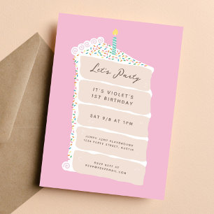 Invitation Fête d'anniversaire du gâteau de vanille