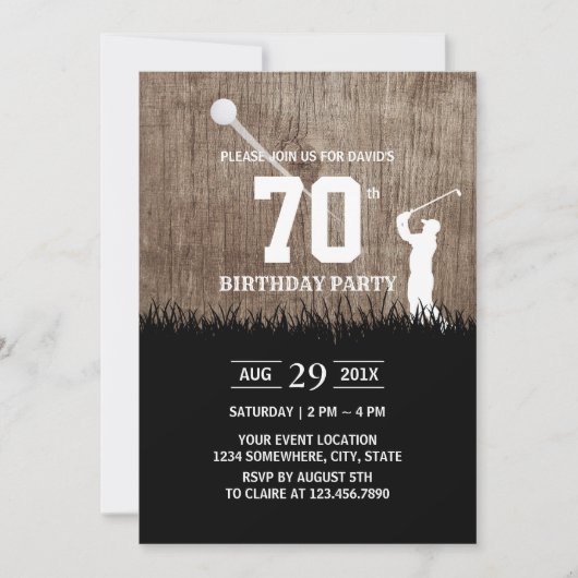 Invitation Fête d'anniversaire du golf rustique (Devant)