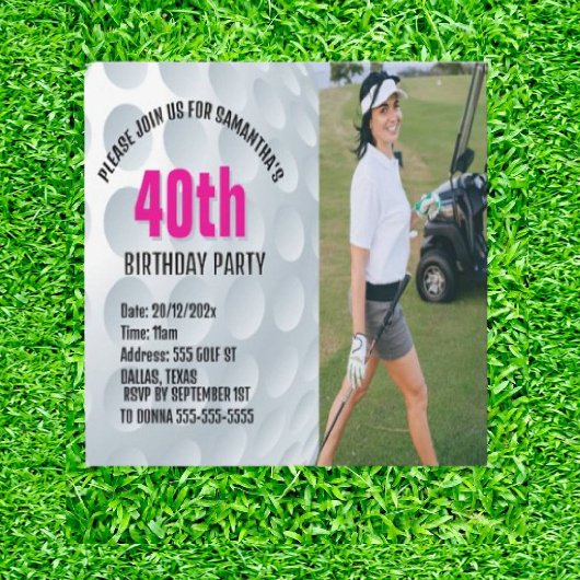 Invitation Fête d'anniversaire du golf spécial