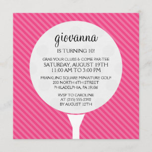 Invitation Fête d'anniversaire du Hot Pink Golf Ball Miniatur