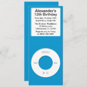 Invitation Fête d'anniversaire du Joueur Blue MP3 (Devant / Derrière)