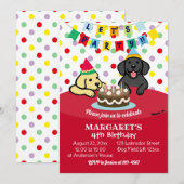 Invitation Fête d'anniversaire du Labrador jaune et du Labrad (Devant / Derrière)