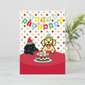 Invitation Fête d'anniversaire du Labrador jaune et du Labrad (Debout devant)