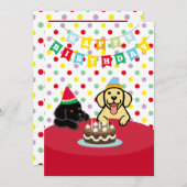 Invitation Fête d'anniversaire du Labrador jaune et du Labrad (Devant / Derrière)