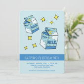 Invitation Fête d'anniversaire du Lait bleu céleste (Debout devant)