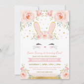Invitation Fête d'anniversaire du lapin de Lapin Floral Cute (Devant)