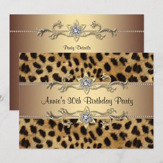 Invitation Fête d'anniversaire du léopard (Devant / Derrière)