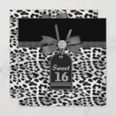 Invitation Fête d'anniversaire du léopard des neiges (Devant / Derrière)