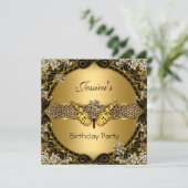 Invitation Fête d'Anniversaire du léopard d'or Noir (Debout devant)