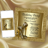 Invitation Fête d'anniversaire du léopard noir et d'or