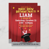 Invitation Fête d'anniversaire du magicien - Top Hat & Rabbit (Devant / Derrière)