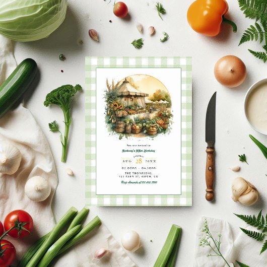 Invitation Fête d'anniversaire du marché des fermiers rustiqu