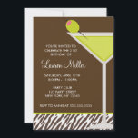 Invitation Fête d'anniversaire du Martini raffiné<br><div class="desc">Commencez votre fête d'anniversaire en envoyant ces invitations chic de fête avec un martini rose sur un arrière - plan zèbre. Parfait pour les soirées bachelorette,  les sorties pour les filles,  les douches pour les mariées,  les fêtes d'anniversaire,  les cocktails et plus encore ! Art © ILLUSTRATIONS JW</div>