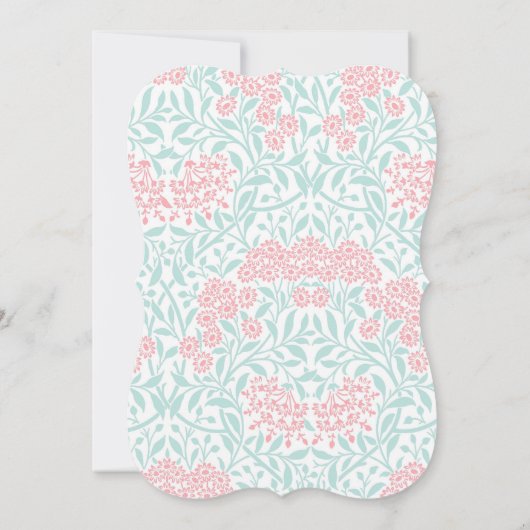 Invitation Fête d'anniversaire du modèle floral rose et menth (Dos)