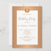 Invitation Fête d'anniversaire du Monogramme blanc métallique (Devant)