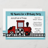 Invitation Fête d'anniversaire du moteur de train rouge (Devant / Derrière)