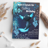 Invitation Fête d'anniversaire du néon bleu foncé Axolotl
