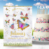 Invitation Fête d'anniversaire du papillon brillant coloré