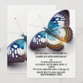 Invitation Fête d'anniversaire du papillon super créatif (Devant / Derrière)