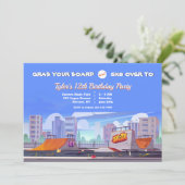 Invitation Fête d'anniversaire du parc de patinage Cityscape (Debout devant)