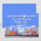 Invitation Fête d'anniversaire du parc de patinage Cityscape (Devant / Derrière)