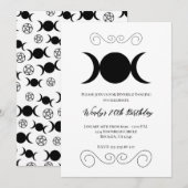 Invitation Fête d'anniversaire du pentacle de la déesse de la (Devant / Derrière)