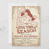 Invitation Fête d'anniversaire du Père Noël Vintage (Devant)