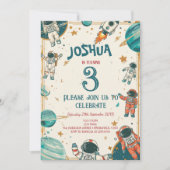 Invitation Fête d'anniversaire du petit astronaute vertical (Devant)