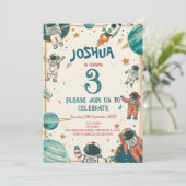 Invitation Fête d'anniversaire du petit astronaute vertical (Debout devant)