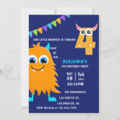 Invitation Fête d'anniversaire du petit garçon monstre 4 ans (Devant)