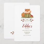 Invitation Fête d'anniversaire du petit renard de Fall (Devant / Derrière)