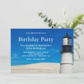 Invitation Fête d'anniversaire du phare de la plage de sable  (Debout devant)