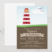 Invitation Fête d'anniversaire du phare marin mignon pour enf (Devant / Derrière)