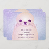 Invitation Fête d'anniversaire du phoque Lilac de la fille (Devant / Derrière)