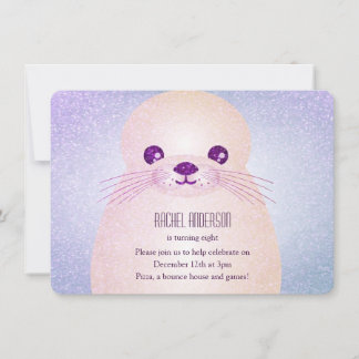 Invitation Fête d'anniversaire du phoque Lilac de la fille