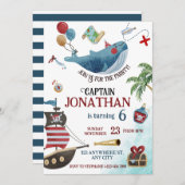 Invitation Fête d'anniversaire du Pirate (Devant / Derrière)